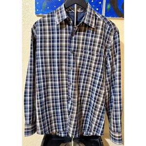 Tommy Bahama Shirt Adult Large Silk Multi-Color Plaid Button Up Long Sleeve Mens